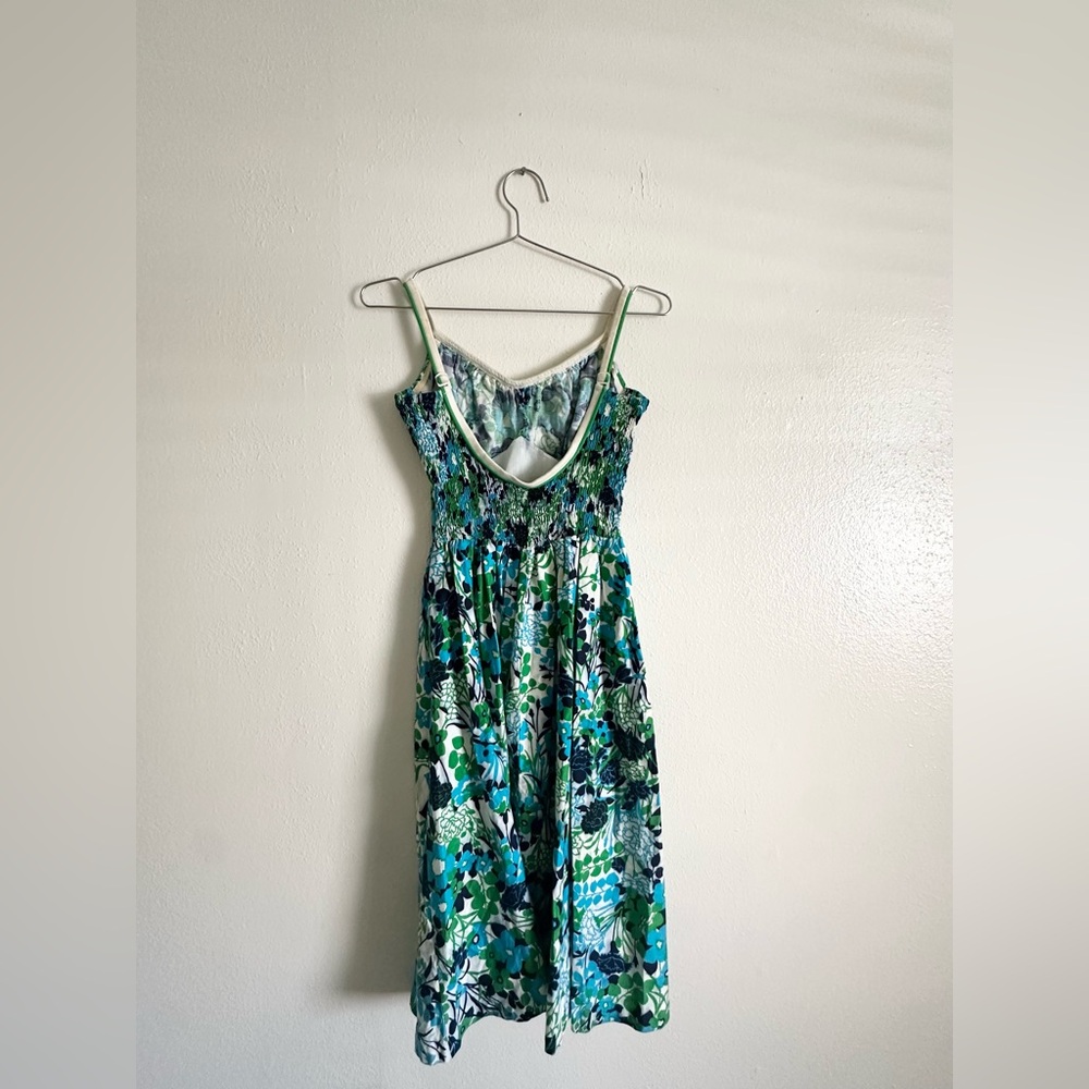 Vintage 50s Floral empire waist Dress with Pockets - Picture 3 of 6